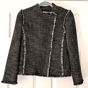 Heathered knit cropped jacket, black and white